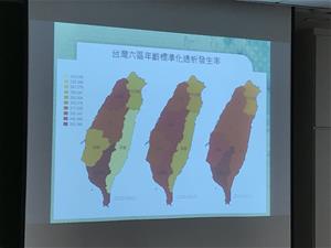 醫師介紹台灣六大區標準化透析分布圖_高屏腎臟問題最高