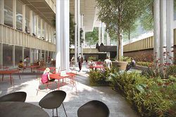 室內室外連貫，建築師希望臺南市立圖書館新總館成為知識的綠洲；交換思想也交換夢，與市民分享曾經歷過的生活。（張瑪龍陳玉霖聯合建築師事務所提供）