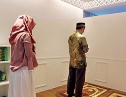 全臺公共圖書館首座穆斯林祈禱室。（新北市立圖書館中和分館提供）
