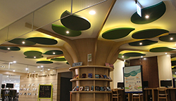 知識樹意象：經過設計的特色葉形頂燈，讓閱讀的綠意盛放