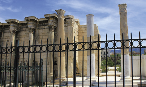 2018年希臘雅典成為「世界圖書之都」，圖為雅典哈德良圖書館。