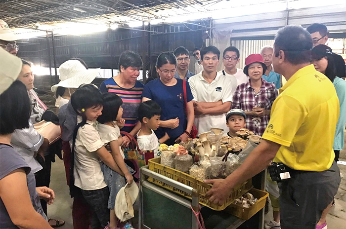 與菇農一起舉辦「閱讀微旅行」，讓學生與家長了解在地產業脈動。