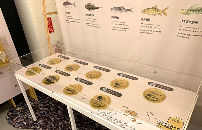 透過展示圖片和淡水魚的包埋標本，讓民眾認識魯凱族自古以來生活的自然環境。