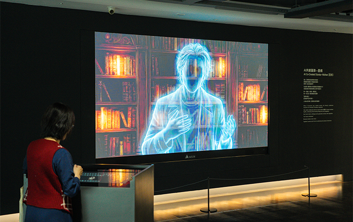 向「墨痕」下指令後，便能結合國資圖珍稀館藏《蘭譜》或電子書等數位資源生成文字與插圖。