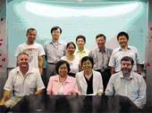 IASL副會長James Henri等人7月到台北瞭解辦理場地，與圖書館學會陳昭珍秘書長及相關人員合影。