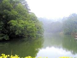 後山淸幽的湖光山色，有如潑墨山水。