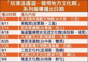 「玩家逍遙遊─發現地方文化館」系列報導播出日期