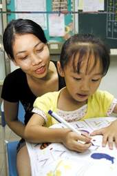 外籍配偶學習的最大動力，就是為了下一代的教育。