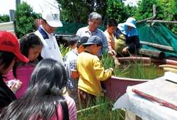 國小學童的圖書館參訪還開拔至社區，學習生態保育。（中正圖書館提供）
