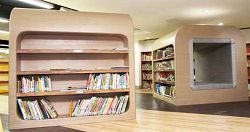 新竹市文化局圖書館設計「書盒子」，增加兒童閱讀趣味。