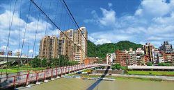 碧潭吊橋藍天白雲相隨。