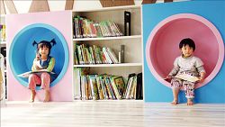 新化區圖書館嬰幼兒專區空間活潑又饒富童趣。