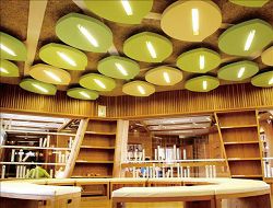桃園市立圖書館龍岡分館以大量木元素組成。