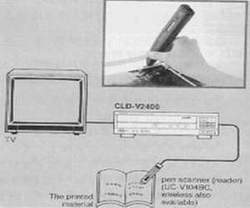 圖一：影碟機連接光筆讀取CAV影碟片