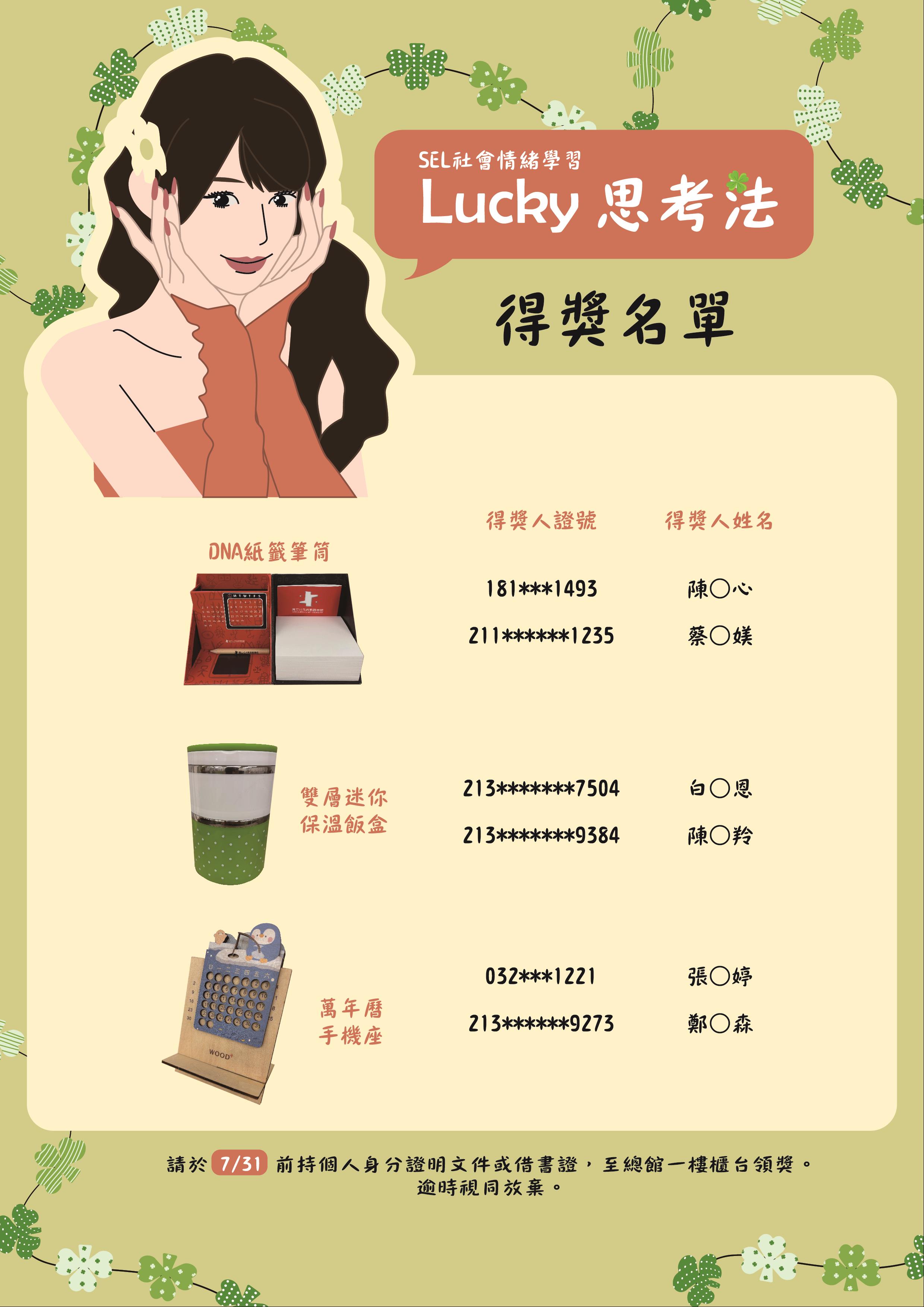 「SEL社會情緒學習－Lucky思考法」得獎名單